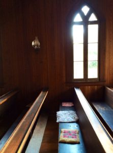 light on church pew